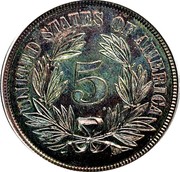 USA 5c. (Pattern Nickel) UNITED STATES OF AMERICA 5 coin reverse USA 5c. (Pattern Nickel) UNITED STATES OF AMERICA 5 coin reverse