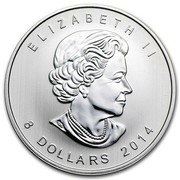 Canada 8 Dollars Arctic Fox 2014  ELIZABETH II 8 DOLLARS 2014 coin obverse Canada 8 Dollars Arctic Fox 2014  ELIZABETH II 8 DOLLARS 2014 coin obverse