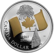 Canada Dollar 40th Anniversary of the Canadian Flag 2005 KM# 549a 1985 2005 CANADA DOLLAR coin reverse Canada Dollar 40th Anniversary of the Canadian Flag 2005 KM# 549a 1985 2005 CANADA DOLLAR coin reverse