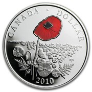 Canada Dollar Enameled Poppy 2010 Proof KM# 1050 CANADA ∙ DOLLAR 2010 coin reverse Canada Dollar Enameled Poppy 2010 Proof KM# 1050 CANADA ∙ DOLLAR 2010 coin reverse