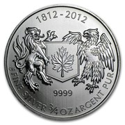 Canada Dollar War of 1812 2012  1812-2012 9999 CBS FINE SILVER 3/4 OZ ARGENT PUR coin reverse
