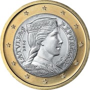 Latvia Euro The Latvian Maiden 2014 Proof KM# 156 LATVIJAS REPUBLIKA 2016 coin obverse Latvia Euro The Latvian Maiden 2014 Proof KM# 156 LATVIJAS REPUBLIKA 2016 coin obverse