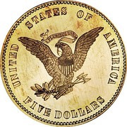USA Five Dollars (Half Eagle (Pattern)) UNITED STATES OF AMERICA FIVE DOLLARS E PLURIBUS UNUM coin reverse USA Five Dollars (Half Eagle (Pattern)) UNITED STATES OF AMERICA FIVE DOLLARS E PLURIBUS UNUM coin reverse