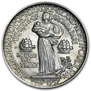 USA Half Dollar Roanoke Island - N.C. 1937 KM# 186 ∙ THE ∙ COLONIZATION ∙ OF ∙ ROANOKE ∙ ISLAND ∙ NORTH ∙ CAROLINA ∙ 1587-1937 IN GOD WE TRUST ∙ THE ∙ BIRTH ∙ OF ∙ VIRGINIA DARE coin reverse USA Half Dollar Roanoke Island - N.C. 1937 KM# 186 ∙ THE ∙ COLONIZATION ∙ OF ∙ ROANOKE ∙ ISLAND ∙ NORTH ∙ CAROLINA ∙ 1587-1937 IN GOD WE TRUST ∙ THE ∙ BIRTH ∙ OF ∙ VIRGINIA DARE coin reverse