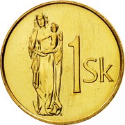 Slovakia Koruna 1995 KM# 12 Republic 1 SK coin reverse Slovakia Koruna 1995 KM# 12 Republic 1 SK coin reverse