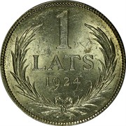 Latvia Lats 1924 KM# 7 First Republic (1918-1939) 1 LATS 1924 coin reverse Latvia Lats 1924 KM# 7 First Republic (1918-1939) 1 LATS 1924 coin reverse