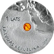 Latvia Lats Amber coin 2010 Proof KM# 109 1 LATS LATVIJAS REPUBLIKA 2010 coin obverse Latvia Lats Amber coin 2010 Proof KM# 109 1 LATS LATVIJAS REPUBLIKA 2010 coin obverse