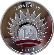 Latvia Lats Anniversary of Latvia 2008 Proof KM# 99 LATVIJAI 90 L 1 LATS coin obverse Latvia Lats Anniversary of Latvia 2008 Proof KM# 99 LATVIJAI 90 L 1 LATS coin obverse