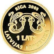 Latvia Lats Art Nouveau 2005 Proof KM# 81 RĪGA 2005 1 LATS LATVIJAS REPUBLIKA coin obverse Latvia Lats Art Nouveau 2005 Proof KM# 81 RĪGA 2005 1 LATS LATVIJAS REPUBLIKA coin obverse