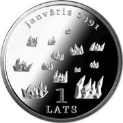 Latvia Lats Barricades of January 1991 2006 Proof KM# 78 JANVÄ€RIS 1991 1 LATS coin obverse Latvia Lats Barricades of January 1991 2006 Proof KM# 78 JANVÄ€RIS 1991 1 LATS coin obverse