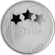 Latvia Lats Basketball 2008 Proof KM# 95 LATVIJA 1 LATS 2008 coin obverse Latvia Lats Basketball 2008 Proof KM# 95 LATVIJA 1 LATS 2008 coin obverse