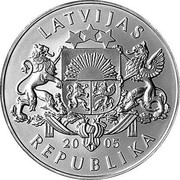 Latvia Lats Bobsleigh 2005 Proof KM# 69 LATVIJAS 2005 REPUBLIKA coin obverse Latvia Lats Bobsleigh 2005 Proof KM# 69 LATVIJAS 2005 REPUBLIKA coin obverse