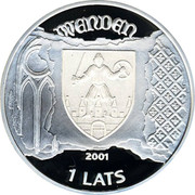 Latvia Lats Cesis 2001 Proof KM# 49 WENDEN 2001 1 LATS coin obverse