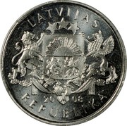 Latvia Lats Chimney Sweep 2008 KM# 107 LATVIJAS 20 08 REPUBLIKA coin obverse Latvia Lats Chimney Sweep 2008 KM# 107 LATVIJAS 20 08 REPUBLIKA coin obverse