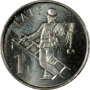 Latvia Lats Chimney Sweep 2008 KM# 107 LATS 1 coin reverse Latvia Lats Chimney Sweep 2008 KM# 107 LATS 1 coin reverse