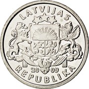 Latvia Lats Christmas tree 2009 KM# 106 LATVIJAS 20 09 REPUBLIKA coin obverse Latvia Lats Christmas tree 2009 KM# 106 LATVIJAS 20 09 REPUBLIKA coin obverse