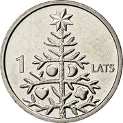 Latvia Lats Christmas tree 2009 KM# 106 1 LATS coin reverse Latvia Lats Christmas tree 2009 KM# 106 1 LATS coin reverse