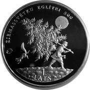 Latvia Lats Christmas tree 2009 Proof KM# 105 ZIEMASSVĒTKU EGLĪTEI 500 1 LATS coin obverse Latvia Lats Christmas tree 2009 Proof KM# 105 ZIEMASSVĒTKU EGLĪTEI 500 1 LATS coin obverse
