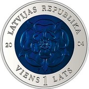 Latvia Lats Coin of Time 2004 KM# 62 LATVIJAS REPUBLIKA 20 04 VIENS 1 LATS coin obverse Latvia Lats Coin of Time 2004 KM# 62 LATVIJAS REPUBLIKA 20 04 VIENS 1 LATS coin obverse