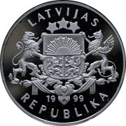 Latvia Lats European Mink 1999 Proof KM# 45 LATVIJAS 1999 REPUBLIKA coin obverse Latvia Lats European Mink 1999 Proof KM# 45 LATVIJAS 1999 REPUBLIKA coin obverse