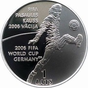 Latvia Lats FIFA World Cup Germany 2004 Proof KM# 63 FIFA PASAULES KAUSS 2006 VĀCIJA 2006 FIFA WORLD CUP GERMANY TM 1 LATS coin reverse Latvia Lats FIFA World Cup Germany 2004 Proof KM# 63 FIFA PASAULES KAUSS 2006 VĀCIJA 2006 FIFA WORLD CUP GERMANY TM 1 LATS coin reverse
