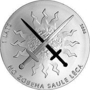 Latvia Lats Fight for Freedom 2006 Proof KM# 82 1 LATS 2006 NO ZOBENA SAULE LÄ’CA coin reverse Latvia Lats Fight for Freedom 2006 Proof KM# 82 1 LATS 2006 NO ZOBENA SAULE LÄ’CA coin reverse