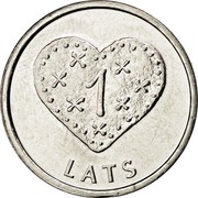 Latvia Lats Gingerbread Heart 2011 KM# 127 1 LATS coin reverse Latvia Lats Gingerbread Heart 2011 KM# 127 1 LATS coin reverse