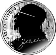 Latvia Lats Jazeps Vitols 2013 Proof KM# 141 JĀZEPS VĪTOLS 1 LATS coin obverse Latvia Lats Jazeps Vitols 2013 Proof KM# 141 JĀZEPS VĪTOLS 1 LATS coin obverse