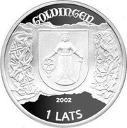 Latvia Lats Kuldiga 2002 Proof KM# 53 GOLDINGEN 2002 1 LATS coin obverse Latvia Lats Kuldiga 2002 Proof KM# 53 GOLDINGEN 2002 1 LATS coin obverse