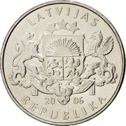 Latvia Lats Ligo Wreath 2006 KM# 73 LATVIJAS 20 06 REPUBLIKA coin obverse Latvia Lats Ligo Wreath 2006 KM# 73 LATVIJAS 20 06 REPUBLIKA coin obverse