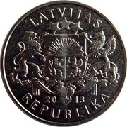 Latvia Lats Parity coin 2013 KM# 145 LATVIJAS 20 13 REPUBLIKA coin obverse Latvia Lats Parity coin 2013 KM# 145 LATVIJAS 20 13 REPUBLIKA coin obverse