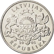 Latvia Lats Pretzel 2005 KM# 66 LATVIJAS 20 05 REPUBLIKA coin obverse Latvia Lats Pretzel 2005 KM# 66 LATVIJAS 20 05 REPUBLIKA coin obverse