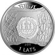Latvia Lats Riga 2011 Proof KM# 122 RIGA 2011 1 LATS coin obverse Latvia Lats Riga 2011 Proof KM# 122 RIGA 2011 1 LATS coin obverse
