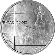 Latvia Lats Riga Cathedral 2011 Proof KM# 123 RĪGAS DOMS 1211 - 2011 coin reverse
