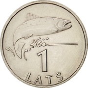 Latvia Lats Salmon 1992 KM# 12 1 LATS coin reverse Latvia Lats Salmon 1992 KM# 12 1 LATS coin reverse
