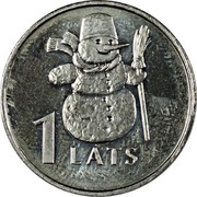 Latvia Lats Snowman 2007 KM# 85 1 LATS coin reverse Latvia Lats Snowman 2007 KM# 85 1 LATS coin reverse