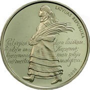 Latvia Lats Song Festival 2008 KM# 93 LATVIJAS REPUBLIKA 2008 PŪT, VĒJIŅI, DZEN LAIVIŅU AIZDZEN MANI KURZEMĒ. KURZEMNIECE MAN SOLĪJA SAV' MEITIŅU MALĒJIŅU. coin obverse Latvia Lats Song Festival 2008 KM# 93 LATVIJAS REPUBLIKA 2008 PŪT, VĒJIŅI, DZEN LAIVIŅU AIZDZEN MANI KURZEMĒ. KURZEMNIECE MAN SOLĪJA SAV' MEITIŅU MALĒJIŅU. coin obverse