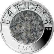 Latvia Lats Stone coin 2011 Proof KM# 126 LATVIJA 2011 1 LATS coin obverse