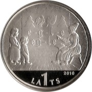 Latvia Lats The Latvian ABC book 2010 KM# 110 1 LATS 2010 coin obverse Latvia Lats The Latvian ABC book 2010 KM# 110 1 LATS 2010 coin obverse