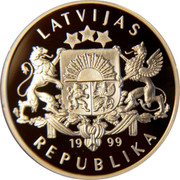 Latvia Lats Track Cycling 1999 Proof KM# 44 LATVIJAS 1999 REPUBLIKA coin obverse Latvia Lats Track Cycling 1999 Proof KM# 44 LATVIJAS 1999 REPUBLIKA coin obverse