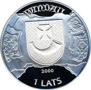 Latvia Lats Ventspils 2000 Proof KM# 46 WINDAU 2000 1 LATS coin obverse