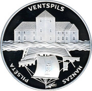 Latvia Lats Ventspils 2000 Proof KM# 46 VENTSPILS HANZAS PILSETA coin reverse