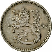 Finland Markka 1933 S KM# 30 Decimal Coinage DATE coin obverse Finland Markka 1933 S KM# 30 Decimal Coinage DATE coin obverse