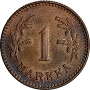 Finland Markka 1949 H Counterfeits exist KM# 30a Decimal Coinage 1 MARKKA coin reverse Finland Markka 1949 H Counterfeits exist KM# 30a Decimal Coinage 1 MARKKA coin reverse