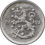 Finland Markka 1952 H KM# 30b Decimal Coinage DATE coin obverse Finland Markka 1952 H KM# 30b Decimal Coinage DATE coin obverse