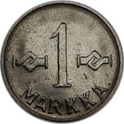 Finland Markka 1958 KM# 36a Decimal Coinage 1 MARKKA coin reverse Finland Markka 1958 KM# 36a Decimal Coinage 1 MARKKA coin reverse