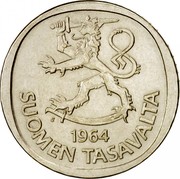 Finland Markka 1964 S KM# 49 Reform Coinage DATE SUOMEN TASAVALTA coin obverse Finland Markka 1964 S KM# 49 Reform Coinage DATE SUOMEN TASAVALTA coin obverse