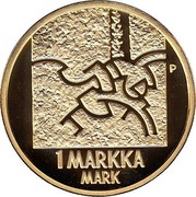 Finland Markka Last Markka Coin 2001 M P-M Proof KM# 95 P 1 MARKKA MARK coin reverse Finland Markka Last Markka Coin 2001 M P-M Proof KM# 95 P 1 MARKKA MARK coin reverse