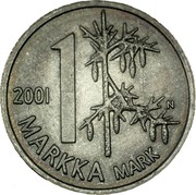 Finland Markka Remembrance Markka 2001 M N-M KM# 106 1 MARKKA MARK 2001 N coin reverse Finland Markka Remembrance Markka 2001 M N-M KM# 106 1 MARKKA MARK 2001 N coin reverse