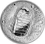 USA One Dollar Apollo 11 50th Anniversary 2019 P Proof MERCURY GEMINI APOLLO 2019 P IN GOD WE TRUST LIBERTY coin obverse USA One Dollar Apollo 11 50th Anniversary 2019 P Proof MERCURY GEMINI APOLLO 2019 P IN GOD WE TRUST LIBERTY coin obverse
